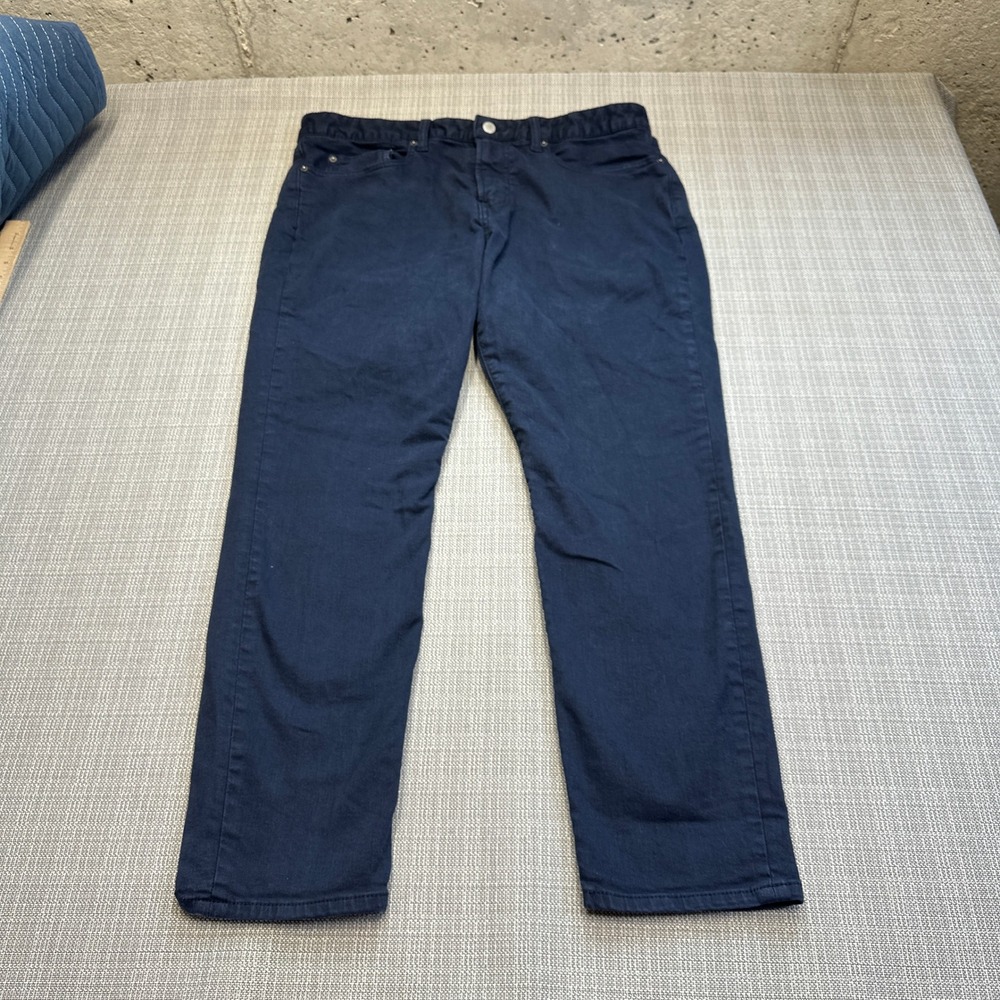 Bonobos Slim Taper Jeans 36x30 Navy Blue Flat Front Stretch Business Casual Pant